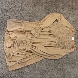 Peach Love California Long Sleeve Dress - Tan